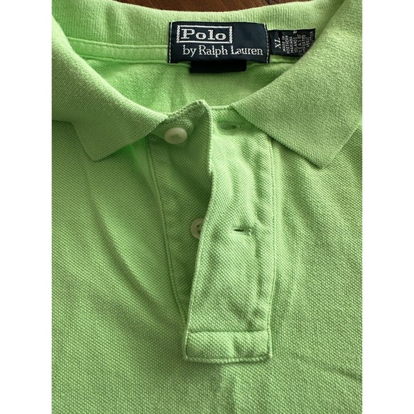 Ralph Lauren Polo Golf Shirt Custom Fit XL Lime Green w/Hot Pink Pony - Picture 4 of 9